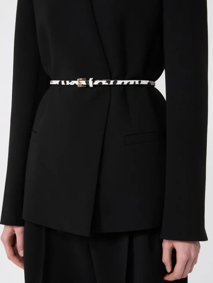 Zweireihige Cady-Jacke mit Gürtel, schwarz Zweireihige Cady-Jacke mit Gürtel, schwarz