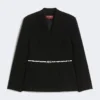 Zweireihige Cady-Jacke mit Gürtel, schwarz Zweireihige Cady-Jacke mit Gürtel, schwarz