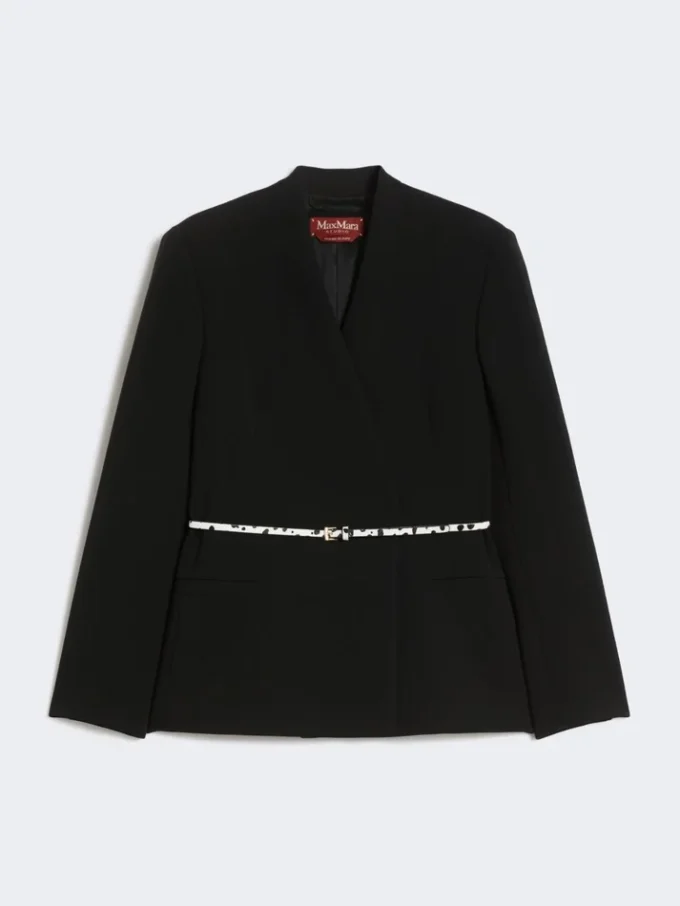 Zweireihige Cady-Jacke mit Gürtel, schwarz Zweireihige Cady-Jacke mit Gürtel, schwarz