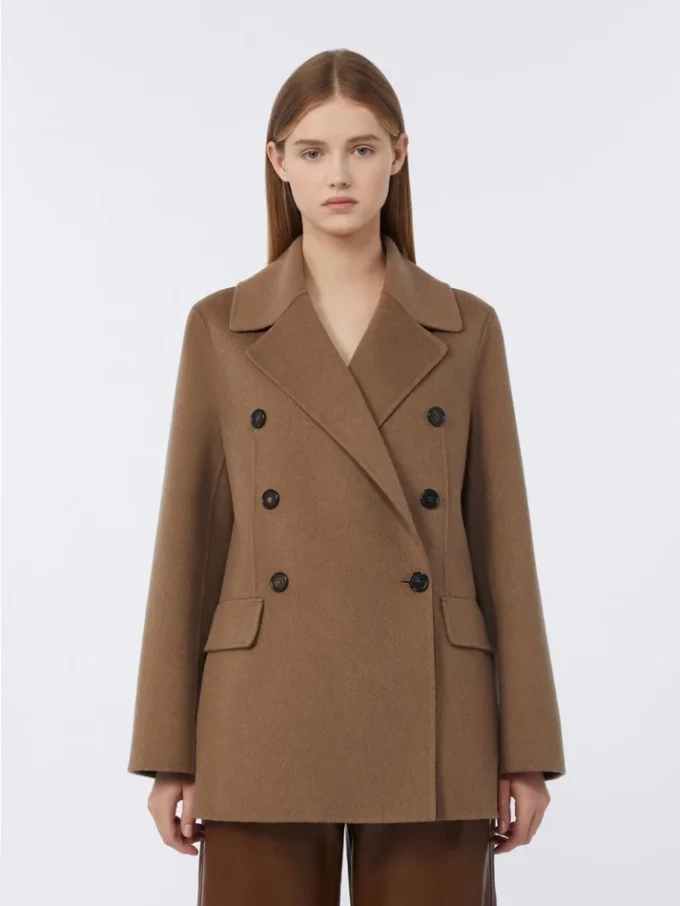 Zweireihige, doppelseitig tragbare Wolljacke, kamelfarben Zweireihige, doppelseitig tragbare Wolljacke, kamelfarben