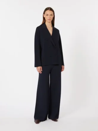 Zweireihige Jacke aus Viskose-Crêpe, ultramarinblau Zweireihige Jacke aus Viskose-Crêpe, ultramarinblau