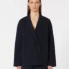 Zweireihige Jacke aus Viskose-Crêpe, ultramarinblau Zweireihige Jacke aus Viskose-Crêpe, ultramarinblau