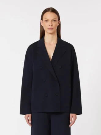 Zweireihige Jacke aus Viskose-Crêpe, ultramarinblau Zweireihige Jacke aus Viskose-Crêpe, ultramarinblau
