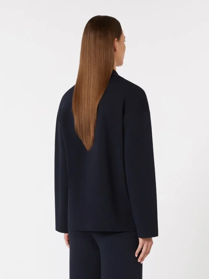 Zweireihige Jacke aus Viskose-Crêpe, ultramarinblau Zweireihige Jacke aus Viskose-Crêpe, ultramarinblau