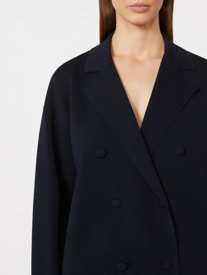 Zweireihige Jacke aus Viskose-Crêpe, ultramarinblau Zweireihige Jacke aus Viskose-Crêpe, ultramarinblau