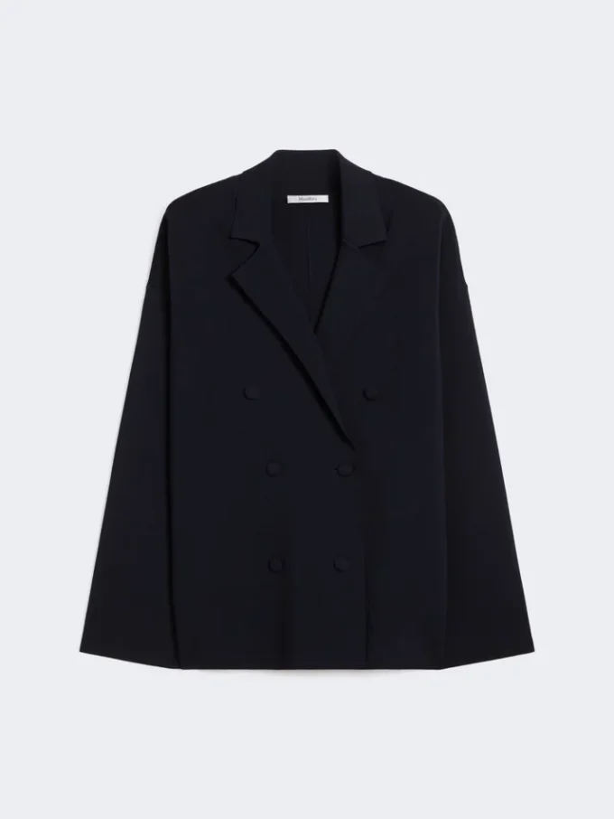 Zweireihige Jacke aus Viskose-Crêpe, ultramarinblau Zweireihige Jacke aus Viskose-Crêpe, ultramarinblau
