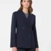 Zweireihiger Blazer aus Stretch-Wolle, marineblau Zweireihiger Blazer aus Stretch-Wolle, marineblau