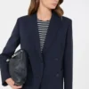 Zweireihiger Blazer aus Stretch-Wolle, marineblau Zweireihiger Blazer aus Stretch-Wolle, marineblau