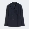 Zweireihiger Blazer aus Stretch-Wolle, marineblau Zweireihiger Blazer aus Stretch-Wolle, marineblau