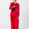 Zweireihiger Blazer aus Stretch-Wolle, rot Zweireihiger Blazer aus Stretch-Wolle, rot