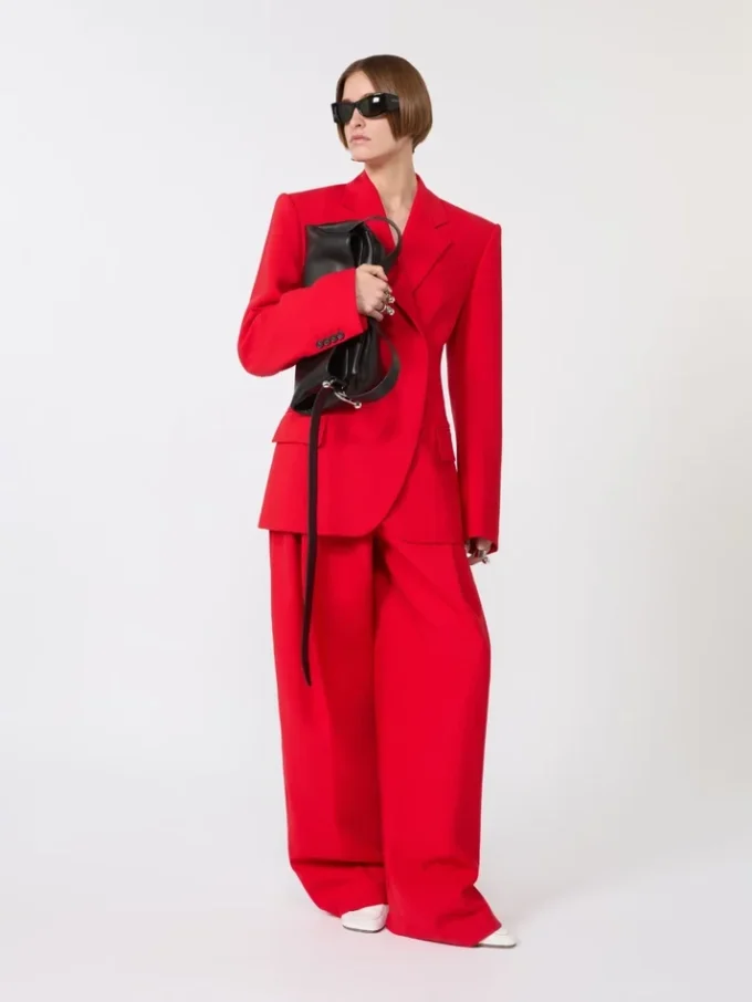 Zweireihiger Blazer aus Stretch-Wolle, rot Zweireihiger Blazer aus Stretch-Wolle, rot