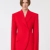Zweireihiger Blazer aus Stretch-Wolle, rot Zweireihiger Blazer aus Stretch-Wolle, rot