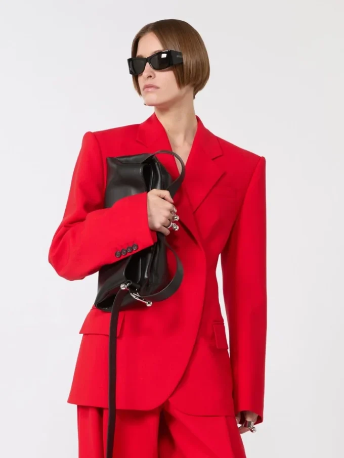 Zweireihiger Blazer aus Stretch-Wolle, rot Zweireihiger Blazer aus Stretch-Wolle, rot