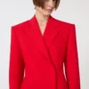 Zweireihiger Blazer aus Stretch-Wolle, rot Zweireihiger Blazer aus Stretch-Wolle, rot