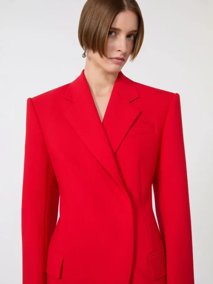 Zweireihiger Blazer aus Stretch-Wolle, rot Zweireihiger Blazer aus Stretch-Wolle, rot