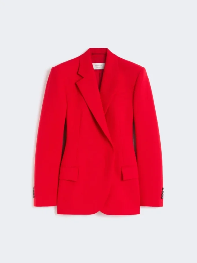 Zweireihiger Blazer aus Stretch-Wolle, rot Zweireihiger Blazer aus Stretch-Wolle, rot