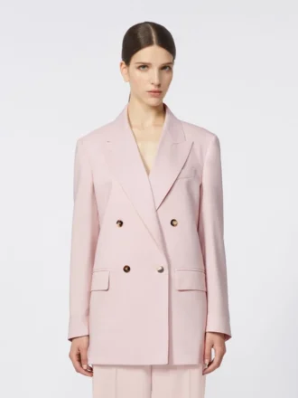 Zweireihiger Blazer aus Wolle, Mohair und Seide, beige-rosa