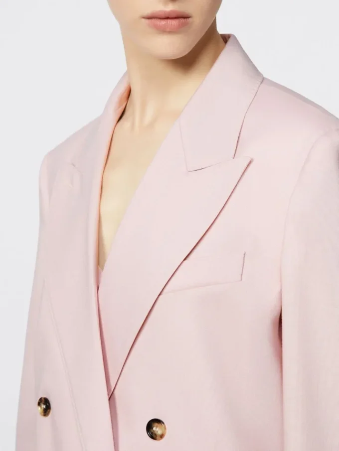 Zweireihiger Blazer aus Wolle, Mohair und Seide, beige-rosa Zweireihiger Blazer aus Wolle, Mohair und Seide, beige-rosa