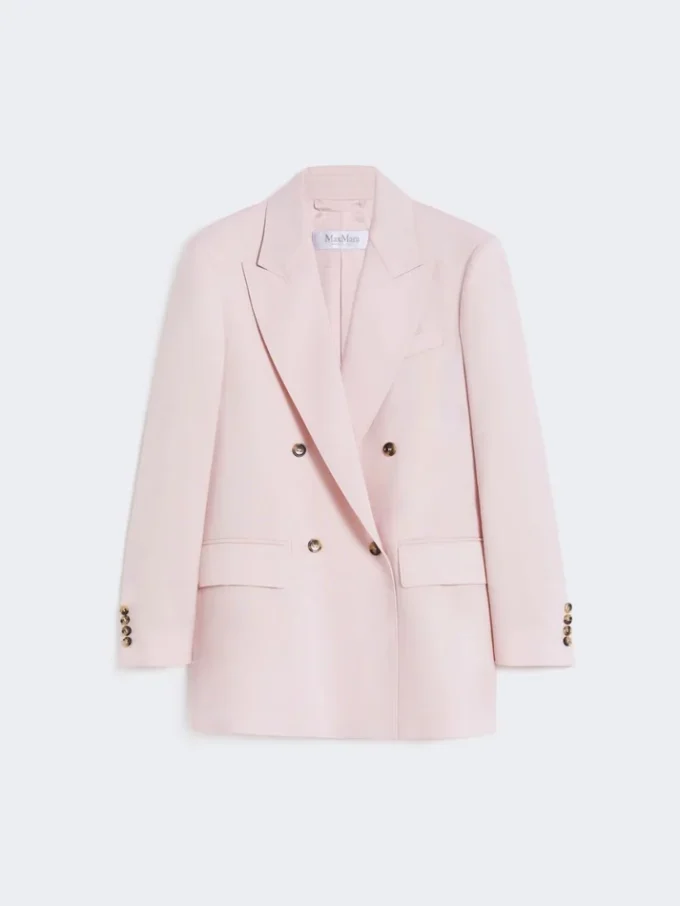 Zweireihiger Blazer aus Wolle, Mohair und Seide, beige-rosa Zweireihiger Blazer aus Wolle, Mohair und Seide, beige-rosa