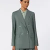 Zweireihiger Blazer aus Wolle und Seide, dunkelgrün Zweireihiger Blazer aus Wolle und Seide, dunkelgrün
