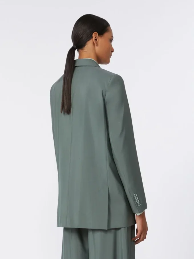 Zweireihiger Blazer aus Wolle und Seide, dunkelgrün Zweireihiger Blazer aus Wolle und Seide, dunkelgrün