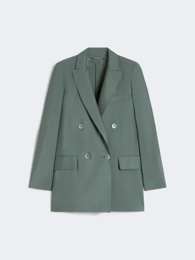 Zweireihiger Blazer aus Wolle und Seide, dunkelgrün Zweireihiger Blazer aus Wolle und Seide, dunkelgrün