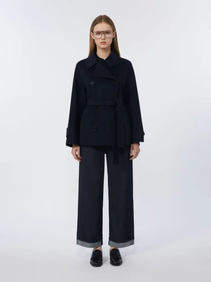 Zweireihiger, kurzer Mantel aus Pure Wool, mitternachtsblau Zweireihiger, kurzer Mantel aus Pure Wool, mitternachtsblau