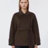 Zweireihiger, kurzer Mantel aus Pure Wool, schokoladenbraun Zweireihiger, kurzer Mantel aus Pure Wool, schokoladenbraun