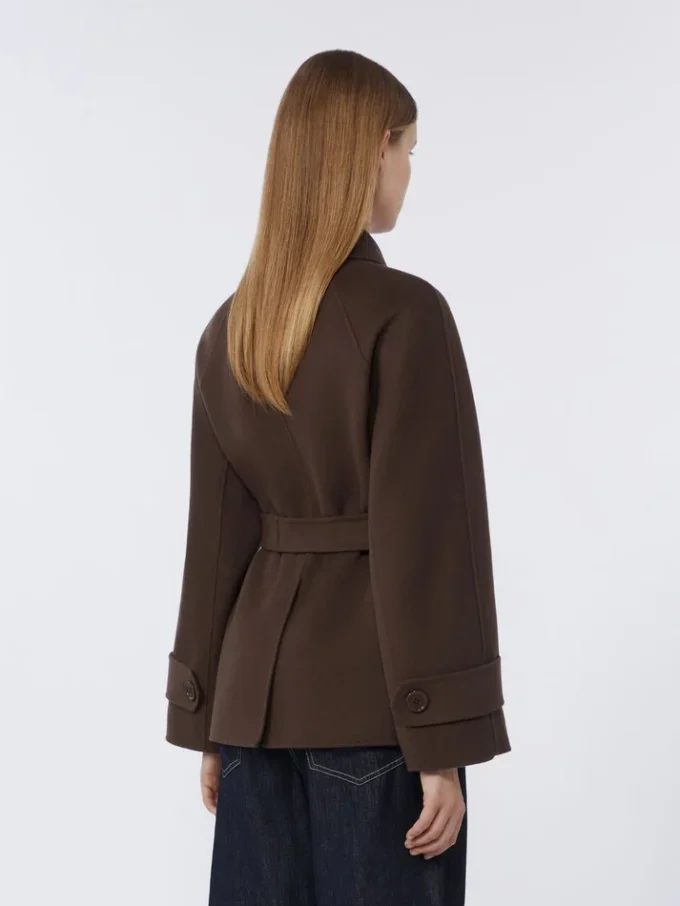 Zweireihiger, kurzer Mantel aus Pure Wool, schokoladenbraun Zweireihiger, kurzer Mantel aus Pure Wool, schokoladenbraun