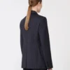 Zweireihiger Nadelstreifen-Blazer aus Wolle, marineblau Zweireihiger Nadelstreifen-Blazer aus Wolle, marineblau