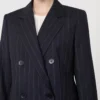 Zweireihiger Nadelstreifen-Blazer aus Wolle, marineblau Zweireihiger Nadelstreifen-Blazer aus Wolle, marineblau