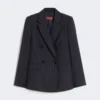 Zweireihiger Nadelstreifen-Blazer aus Wolle, marineblau Zweireihiger Nadelstreifen-Blazer aus Wolle, marineblau
