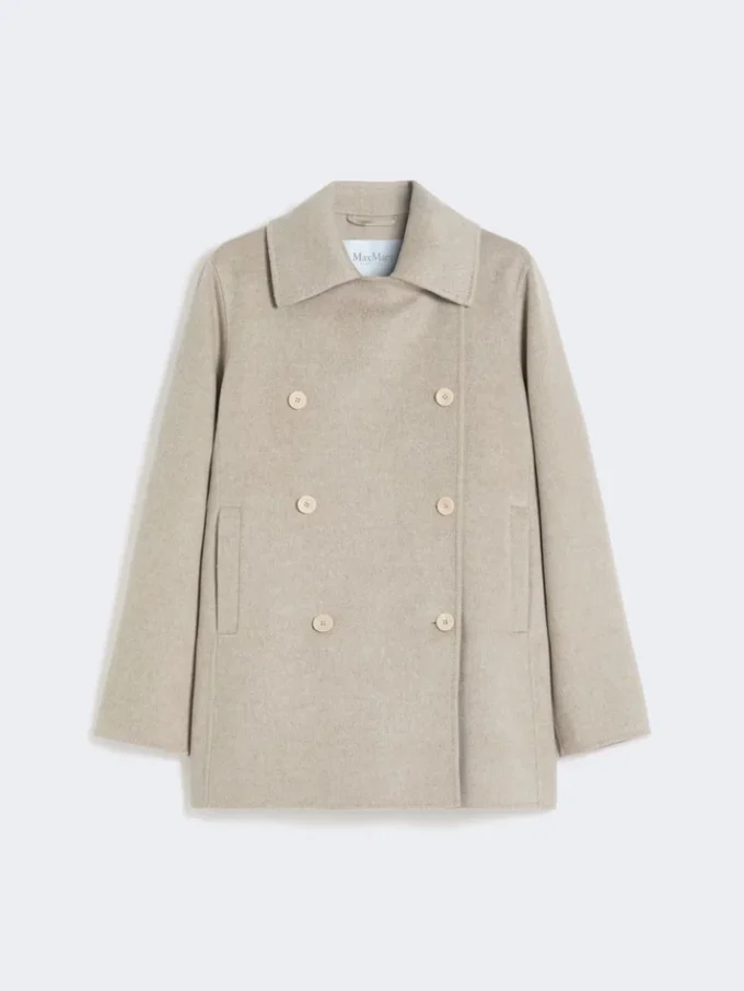 Zweireihiger Peacoat aus Kaschmir, sandfarben Zweireihiger Peacoat aus Kaschmir, sandfarben