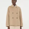 Zweireihiger Peacoat aus Wollmischung, kamelfarben Zweireihiger Peacoat aus Wollmischung, kamelfarben
