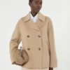 Zweireihiger Peacoat aus Wollmischung, kamelfarben Zweireihiger Peacoat aus Wollmischung, kamelfarben
