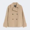 Zweireihiger Peacoat aus Wollmischung, kamelfarben Zweireihiger Peacoat aus Wollmischung, kamelfarben
