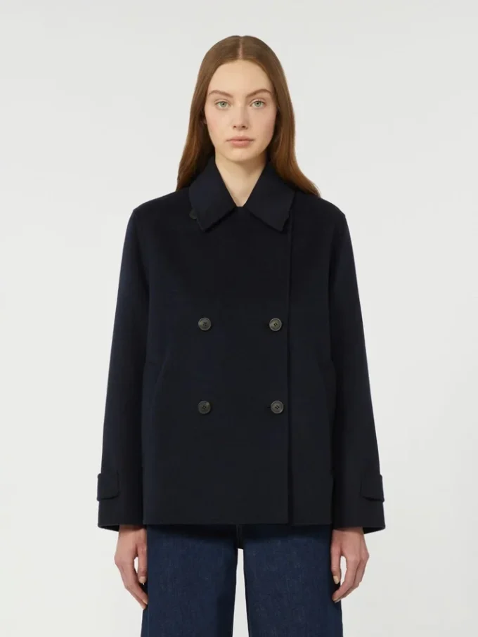Zweireihiger Peacoat aus Wollmischung, marineblau Zweireihiger Peacoat aus Wollmischung, marineblau