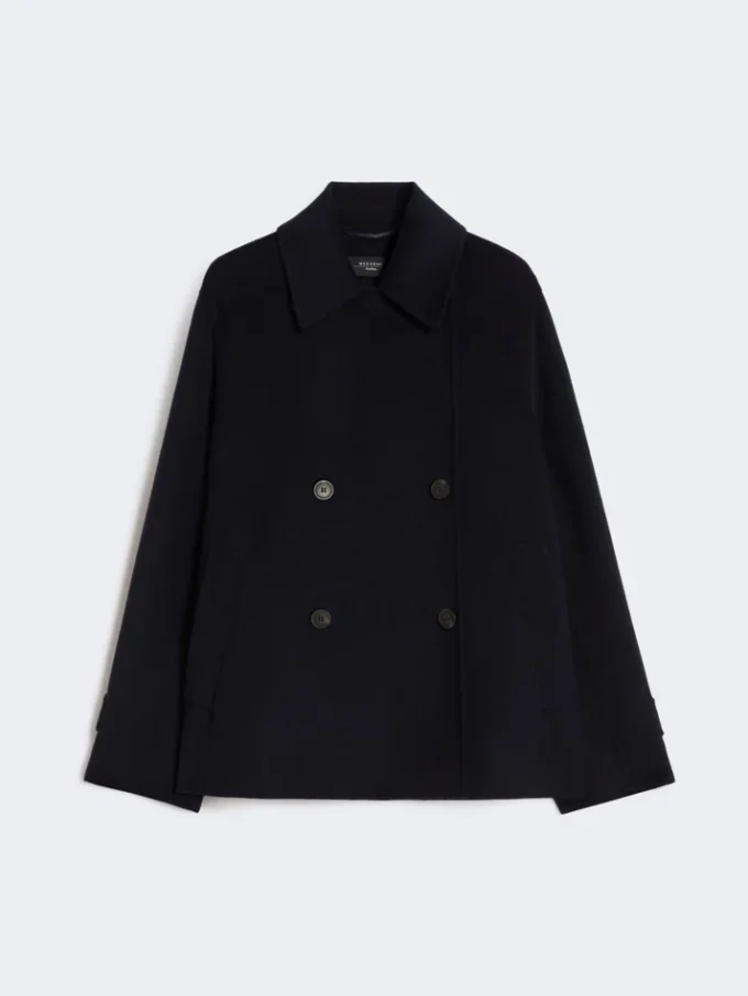 Zweireihiger Peacoat aus Wollmischung, marineblau Zweireihiger Peacoat aus Wollmischung, marineblau