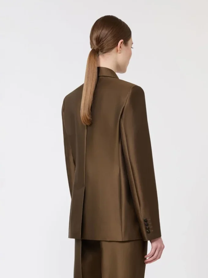 Zweireihiger Shantung-Blazer, khaki Zweireihiger Shantung-Blazer, khaki