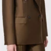 Zweireihiger Shantung-Blazer, khaki Zweireihiger Shantung-Blazer, khaki