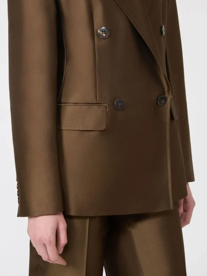 Zweireihiger Shantung-Blazer, khaki Zweireihiger Shantung-Blazer, khaki