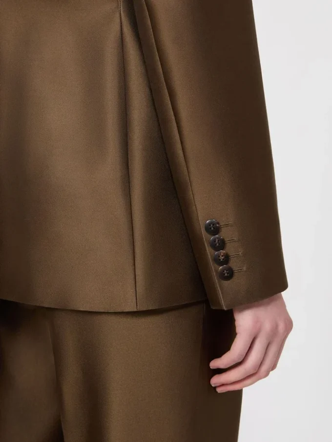 Zweireihiger Shantung-Blazer, khaki Zweireihiger Shantung-Blazer, khaki