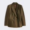 Zweireihiger Shantung-Blazer, khaki Zweireihiger Shantung-Blazer, khaki