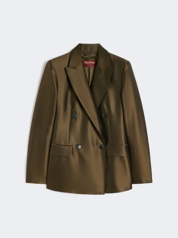 Zweireihiger Shantung-Blazer, khaki Zweireihiger Shantung-Blazer, khaki